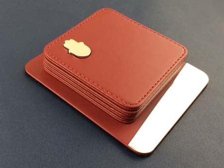 Red coaster with holder